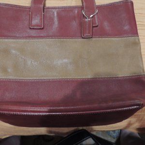 Coach Red and Tan Leather Tote